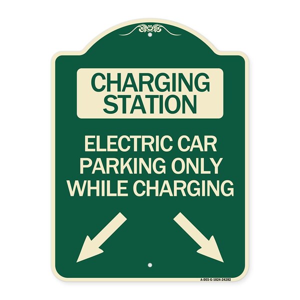 Charging Station Electric Car Parking Only While Charging with Left and Right Down Po, G-1824-24282